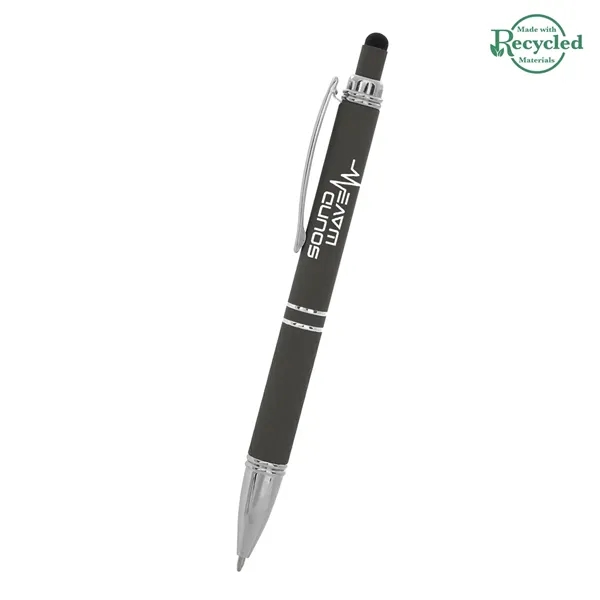 Quilted plunger-action stylus pen made of rubberized aluminum with a unique... from ASI 61125 Hit Promotional Products / Hit®