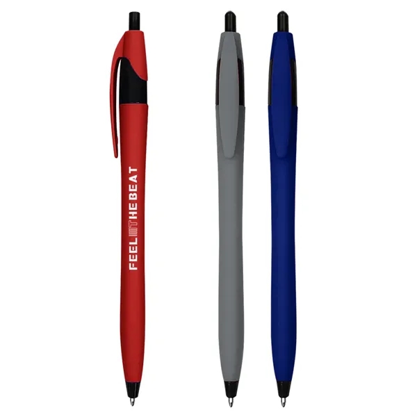 Ellie Dart 5.75" plunger-action ballpoint pen with rubberized grip and pocket... from ASI 61125 Hit Promotional Products / Hit®