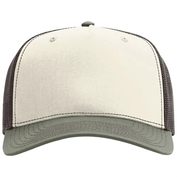 Richardson 112FP snapback cotton and polyester five-panel cap with leatherette patch... from ASI 74601 Calico