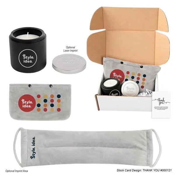 Pamper-me set with a candle, neck and shoulder wrap, mailer box,... from ASI 61125 Hit Promotional Products / Hit®