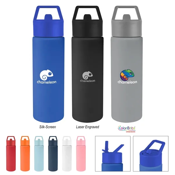 24 oz. recycled stainless steel bottle with lid and silicone straw.... from ASI 61125 Hit Promotional Products / Hit®