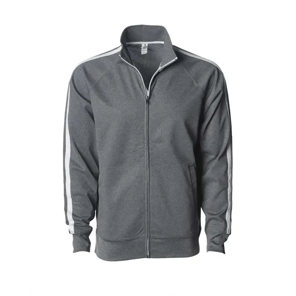 Full-zip track jacket made of polyester fleece featuring two stripes down... from ASI 84358 S&S Activewear