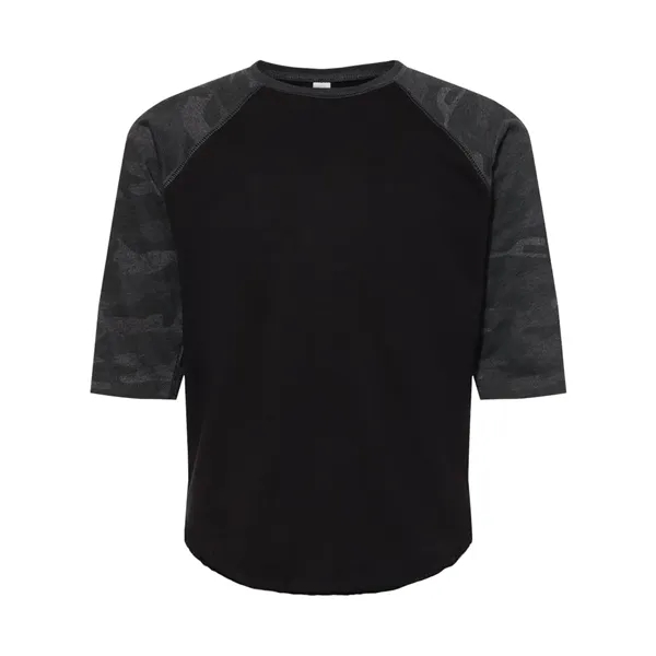 Youth size three quarter sleeve baseball t-shirt. Blank.... from ASI 84358 S&S Activewear