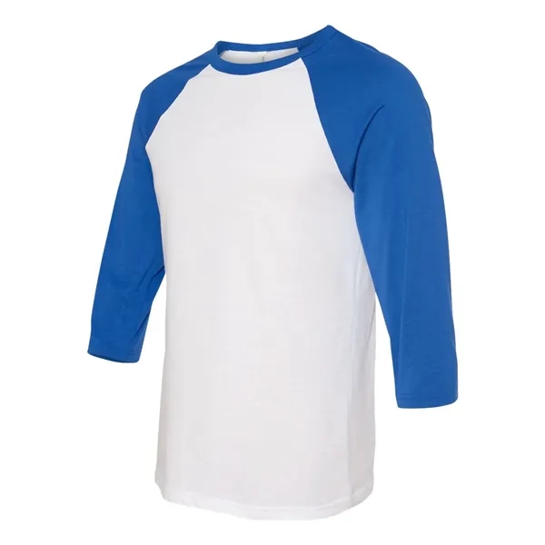 Unisex three-quarter sleeve baseball T-shirt with a retail fit, side seams,... from ASI 84358 S&S Activewear