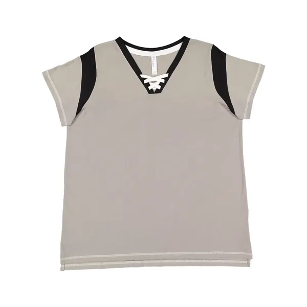 Ladies' Curvy Lace Up Fine Jersey Tee... from ASI 84358 S&S Activewear