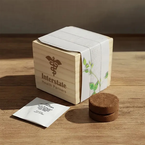 Wooden cube grow kit with a seed packet, waterproof protective liner,... from ASI 54100 Fields Manufacturing Inc / Fields