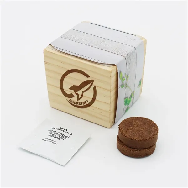 Wooden cube grow kit with a seed packet, waterproof protective liner,... from ASI 54100 Fields Manufacturing Inc / Fields