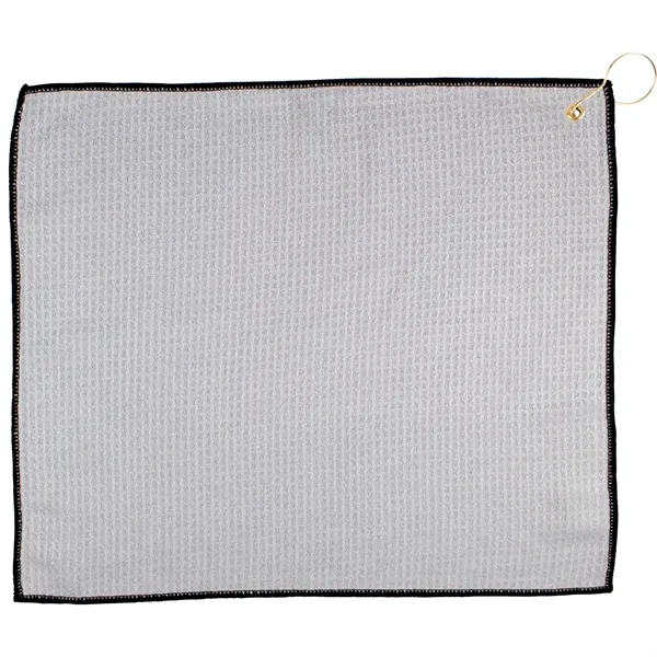 15" x 18" golf towel with a waffle texture, hook, and... from ASI 57653 Gold Bond