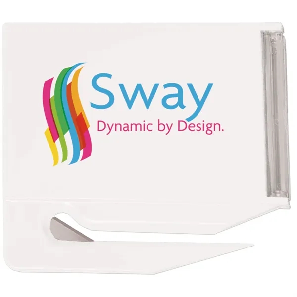 Letter opener measuring 3 7/8" x 3 3/8" in white, blue... from ASI 54100 Fields Manufacturing Inc / TargetLine®