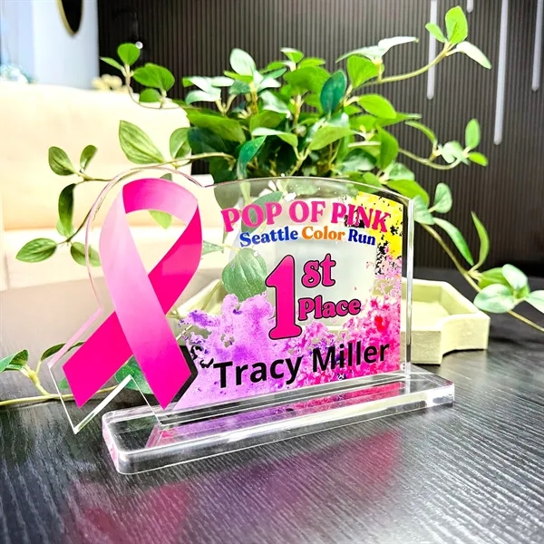 Breast Cancer awareness ribbon award made of acrylic with customization.... from ASI 72521 Morris Magnets