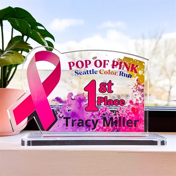 Breast Cancer awareness ribbon award made of acrylic with customization.... from ASI 72521 Morris Magnets