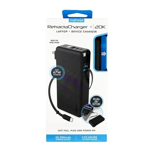 Get power and portability with the myCharge Retractacharger +20k Laptop/Device Charger,... from ASI 61005 Hirsch Gift Inc