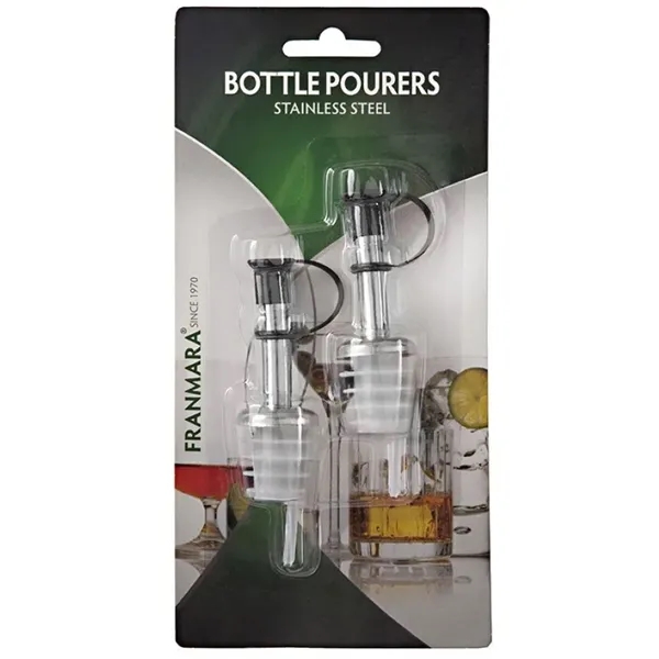 Bottle pourer, stainless steel with plastic cork. Blank.... from ASI 55450 Franmara Inc