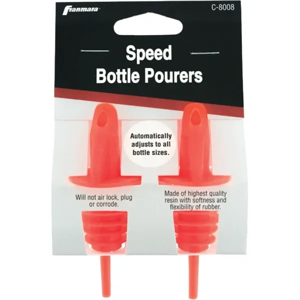 Two plastic speed bottle pourers, fluorescent red. Blank.... from ASI 55450 Franmara Inc