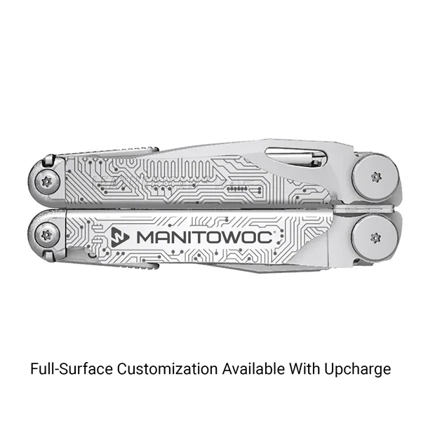 Stainless steel multi-function tool with wire cutters, serrated knife, pliers, saw,... from ASI 46170 Compass Industries Inc