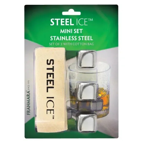 Set of three 1-inch Steel Ice™ stainless steel ice cubes with... from ASI 55450 Franmara Inc