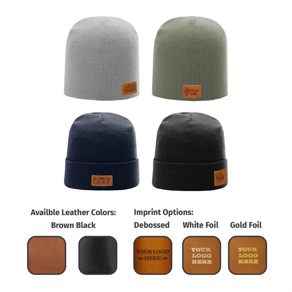 Richardson Brand Beanie with a Leather Patch... from ASI 75126 Oowee Products