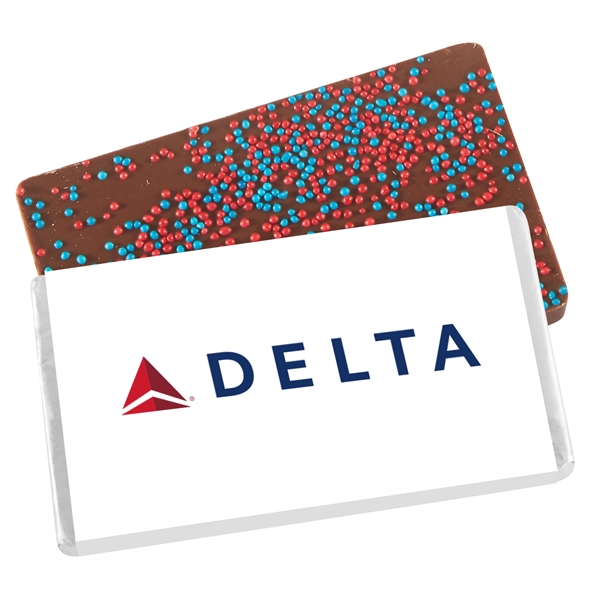 Foil Wrapped Belgian Chocolate Bar (1 oz.). Item size: 3.5625" L... from ASI 71685 Midnite Snax®