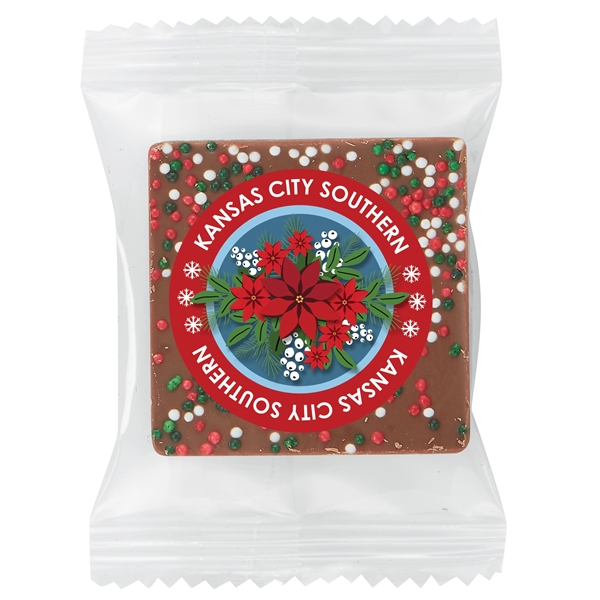 1.625" L x 1.65" W candy squares with Holiday Nonpareil Sprinkles... from ASI 71685 Midnite Snax®