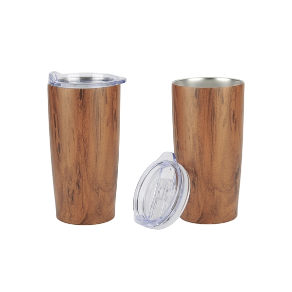 6.75" x 3.35" 20-ounce wood tone stainless steel tumbler with copper... from ASI 90807 Tekweld