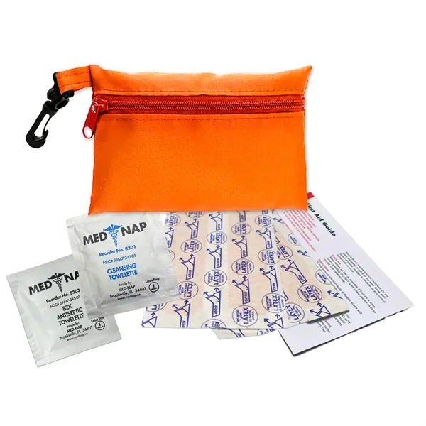 Brightly colored polyester first aid zip bag with hang clip. Convenient,... from ASI 40480 Koozie Group