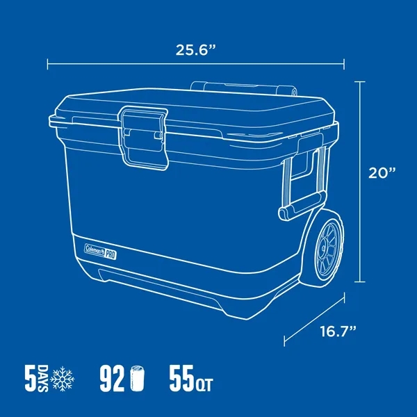 Coleman® Pro Series 55-Quart Wheeled Hard Cooler... from ASI 40480 Koozie Group