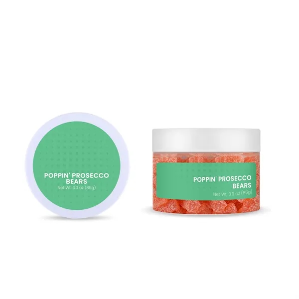 Sweet prosecco-flavored gummy candy bears finished with tart sugar crystals... from ASI 61966 HPG / HPG Gold SugarSpot