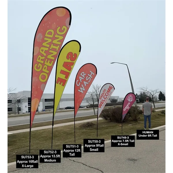 Item #SU749-8 72Hr Fast Ship- 7.5' X-Small Tear Drop Flag Kit Double Sided