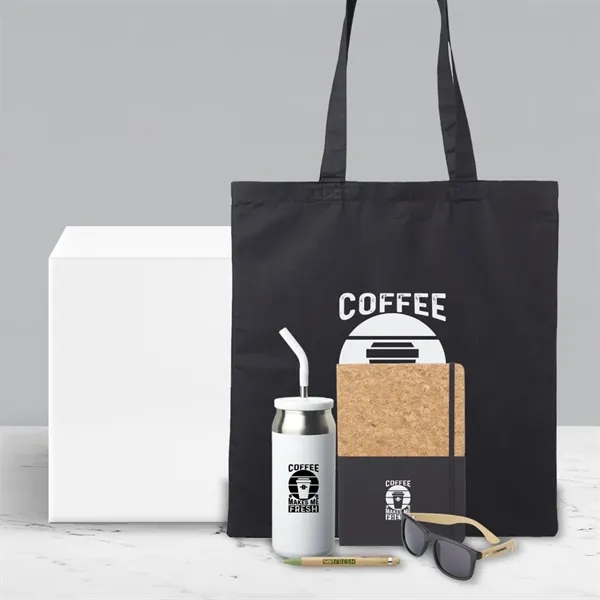 Eco-friendly starter kit with tote bag, recycled pen, recycled notebook, water... from ASI 39552 BEL Promo