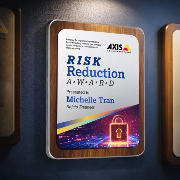 Item #AWPV802-S Reston VividPrint™ Plaque - Walnut Finish/Silver