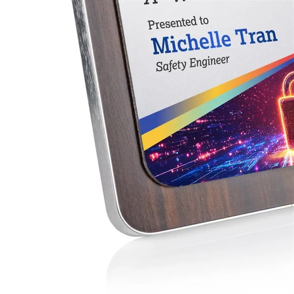 Item #AWPV802-S Reston VividPrint™ Plaque - Walnut Finish/Silver