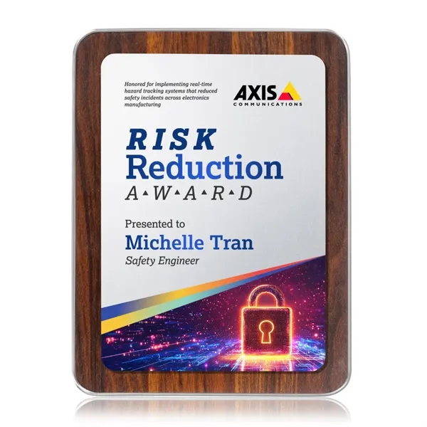 Item #AWPV802-S Reston VividPrint™ Plaque - Walnut Finish/Silver