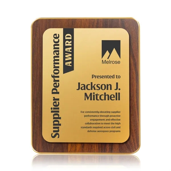 The Reston Plaque features a rich walnut-finish frame paired with a... from ASI 84592 St Regis Group / St Regis