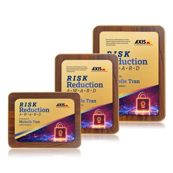 Item #AWPV802-G Reston VividPrint™ Plaque - Walnut Finish/Gold