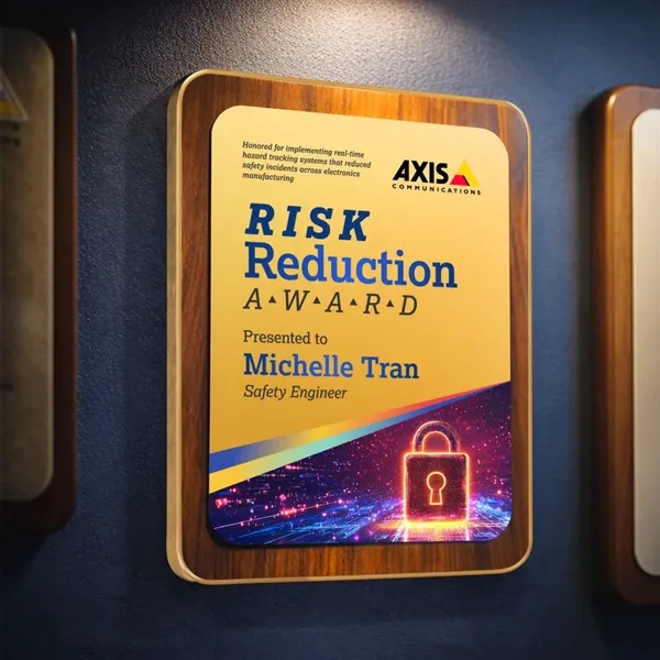 Item #AWPV802-G Reston VividPrint™ Plaque - Walnut Finish/Gold