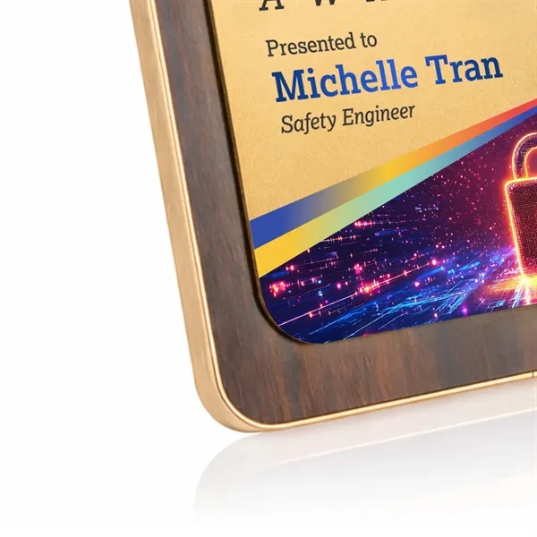 Item #AWPV802-G Reston VividPrint™ Plaque - Walnut Finish/Gold