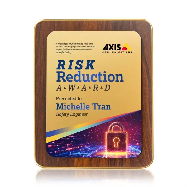 Item #AWPV802-G Reston VividPrint™ Plaque - Walnut Finish/Gold