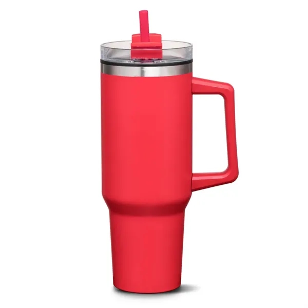 The versatile Benidorm Handle Travel Mug w/Straw offers a convenient way... from ASI 84592 St Regis Group
