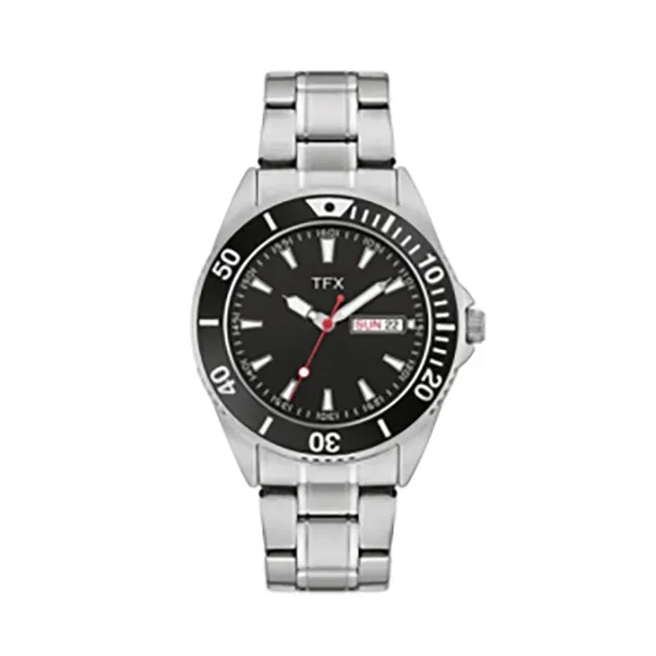 Men's stainless steel case and bracelet with a black dial featuring... from ASI 86230 Selco