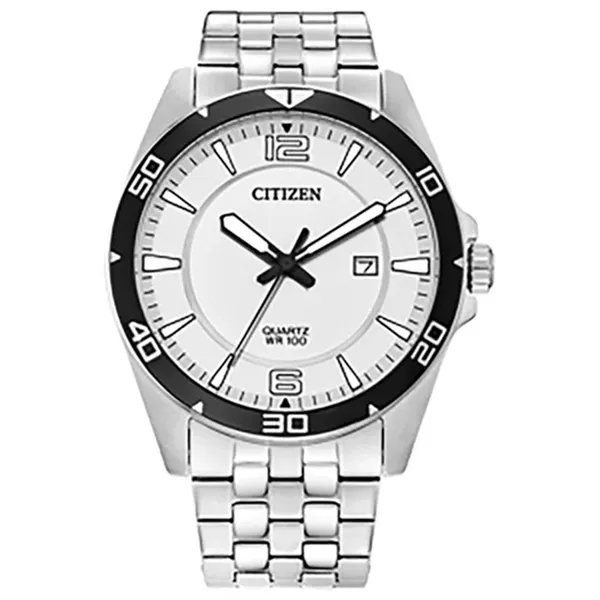 Men's watch featuring a silver-tone stainless-steel case and crisp white dial... from ASI 86230 Selco