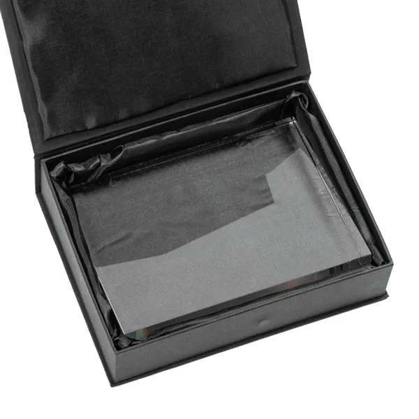 Rectangle optical crystal award with a chrome star mounted to the... from ASI 84592 St Regis Group / St Regis