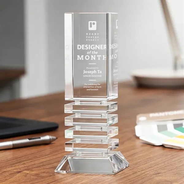 Deep channels of optical crystal are stacked to create these exceptional... from ASI 84592 St Regis Group / R S Owens & Co Inc