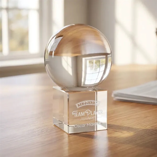 The Crystal Ball Award on Cube features a perfectly polished optical... from ASI 84592 St Regis Group / St Regis