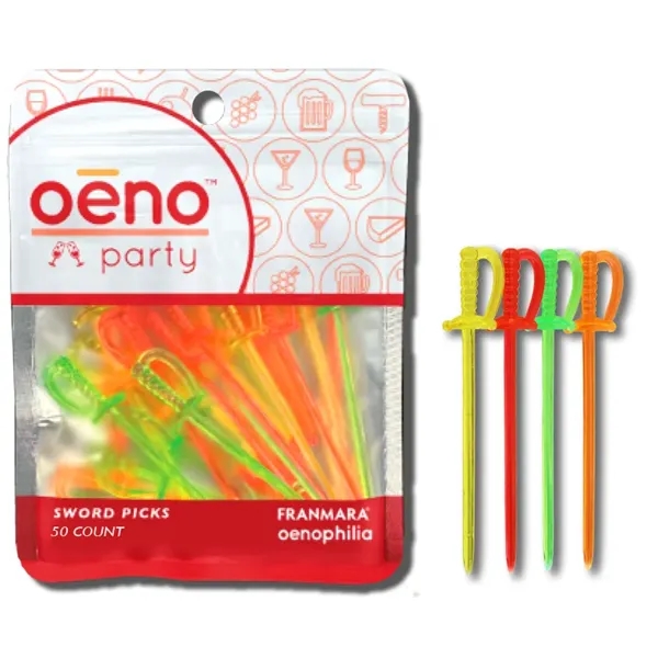 3 3/8" plastic cocktail sword picks in assorted colors.... from ASI 55450 Franmara Inc