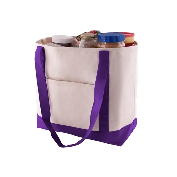 Cotton canvas boat tote with colored gusset, matching color handles and... from ASI 79530 Prime Line