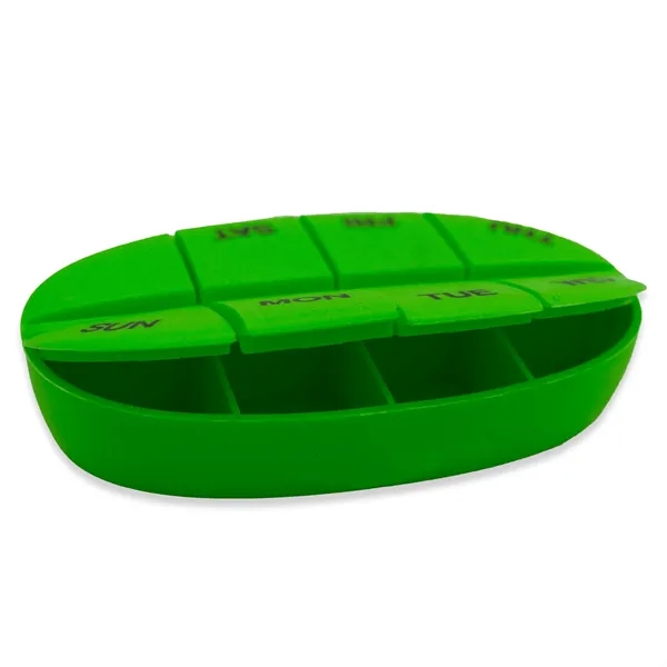 Oval pillbox with eight separate compartments; offered in multiple colors... from ASI 54040 Fey Promo / Mi Line by Fey