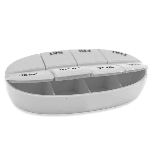 Oval pillbox with eight separate compartments; offered in multiple colors... from ASI 54040 Fey Promo / Mi Line by Fey