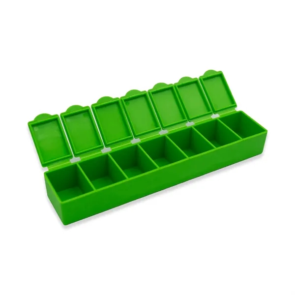 Pillbox with seven separate compartments; offered in several product colors... from ASI 54040 Fey Promo / Mi Line by Fey