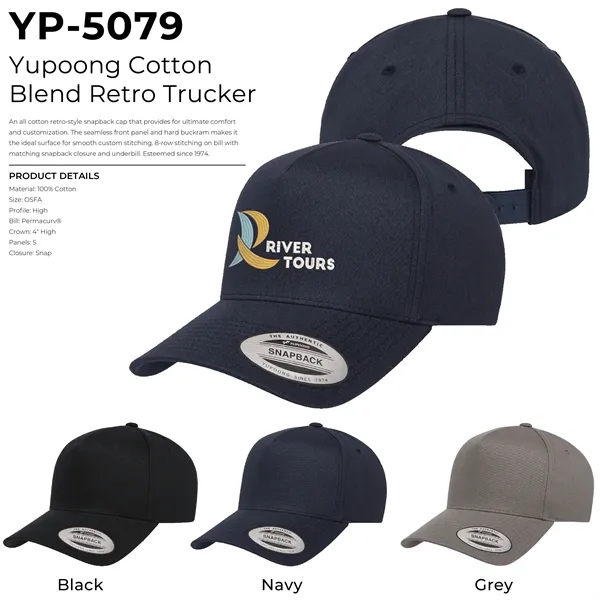 Yupoong 5079 YP Classic Cotton Blend Retro Trucker Hat with leatherette... from ASI 74601 Calico