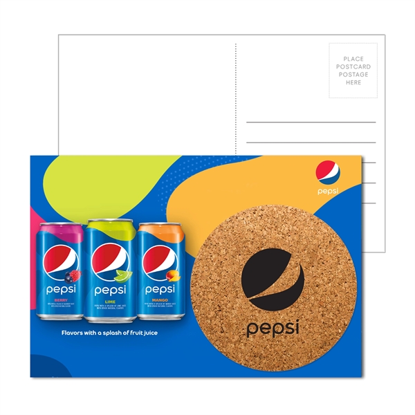 Customizable 6" x 4" standard-size direct mail postcard with round cork... from ASI 90807 Tekweld